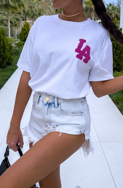 'LA 1989' Oversized T. Shirt Top-Cherry