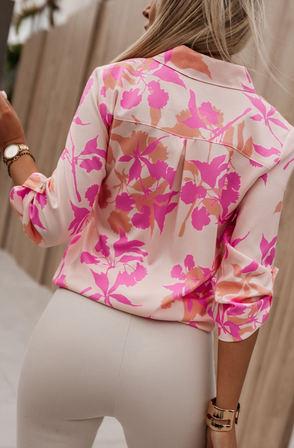 Wren Floral Printed Shirt Blouse Top-Pink
