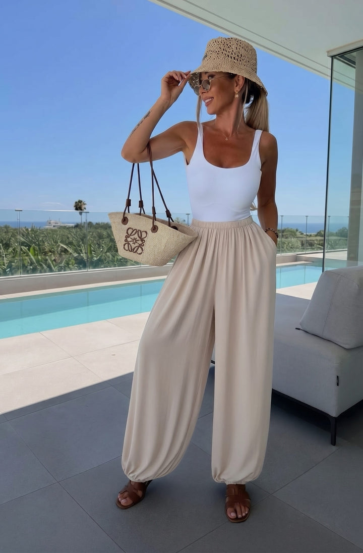 Aaliyah Elasticated Pocket Balloon Leg Harem Style Trousers