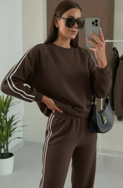 Alba Two-Piece Co-Ord Loungewear Set-Brown