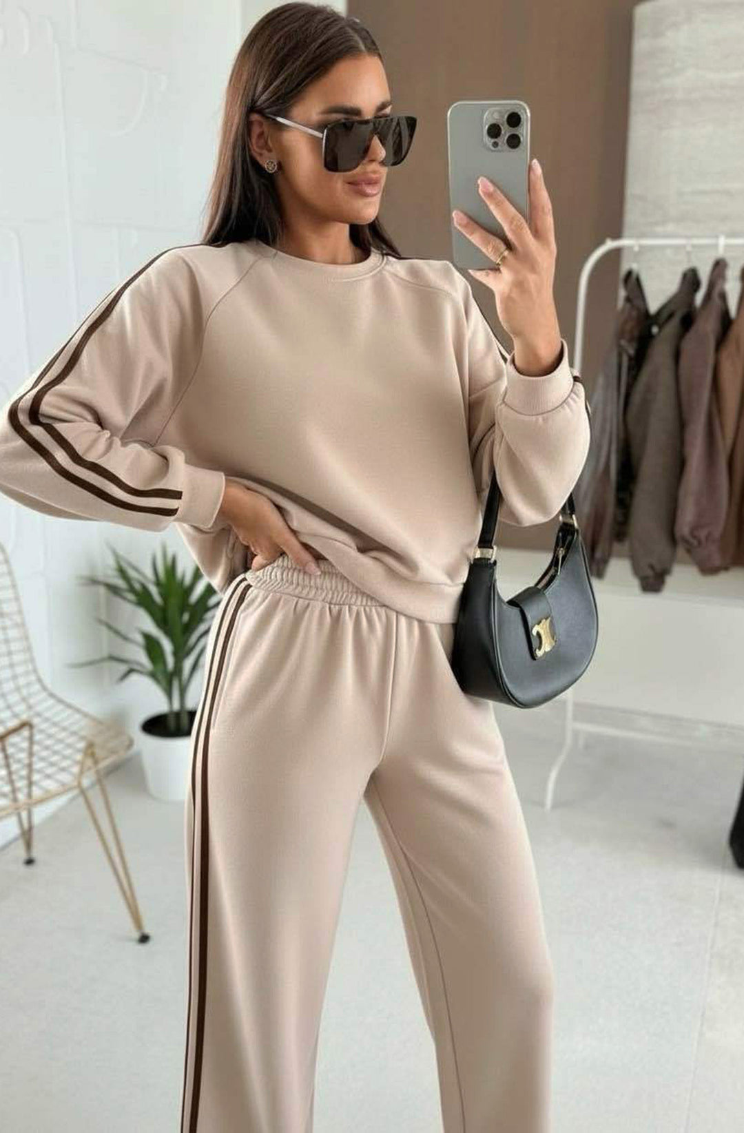 Alba Two-Piece Co-Ord Loungewear Set - Stone