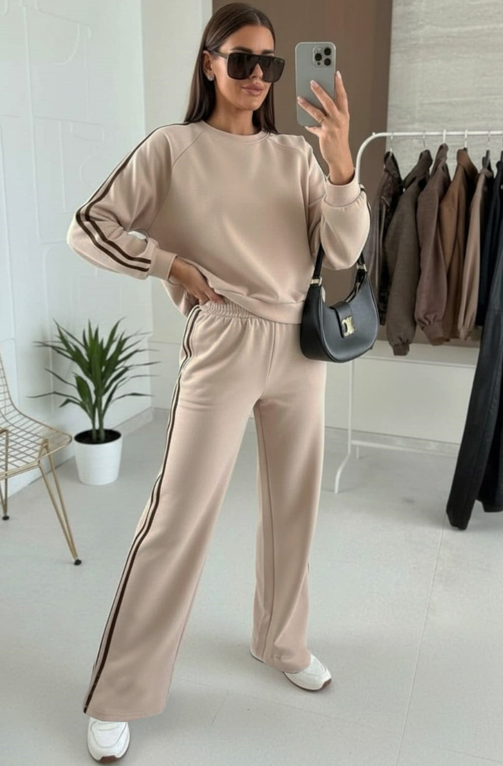 Alba Two-Piece Co-Ord Loungewear Set - Stone