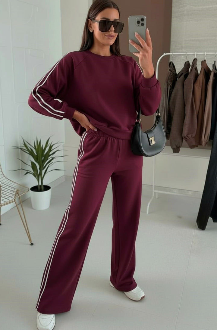 Alba Two-Piece Co-Ord Loungewear Set-Wine