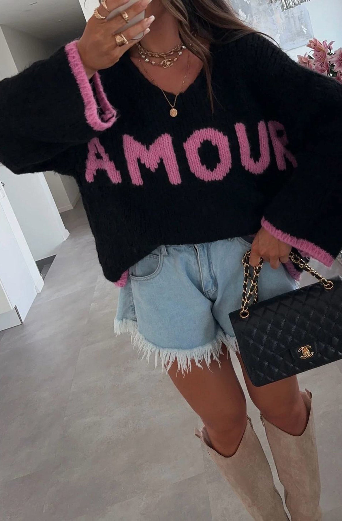 Amour Oversized Jumper Sweater–Black