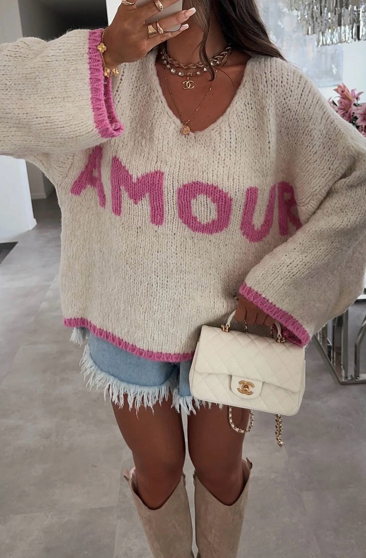 Amour Oversized Jumper Sweater–Stone
