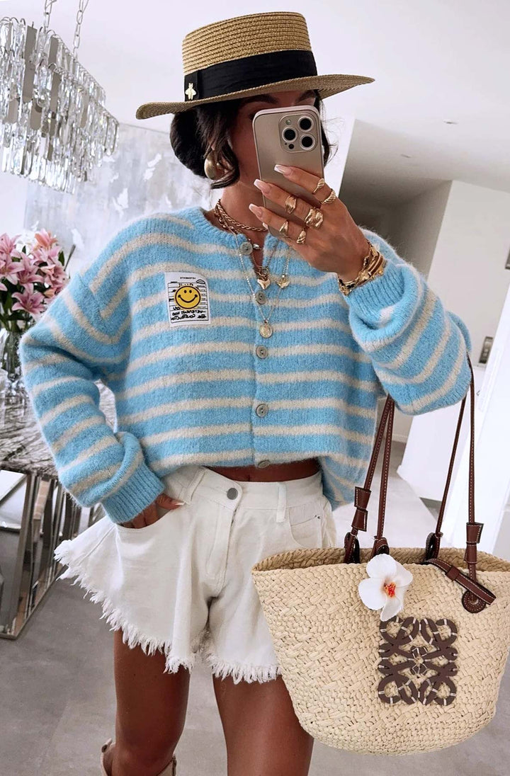 Annabelle Striped Cardigan - Blue