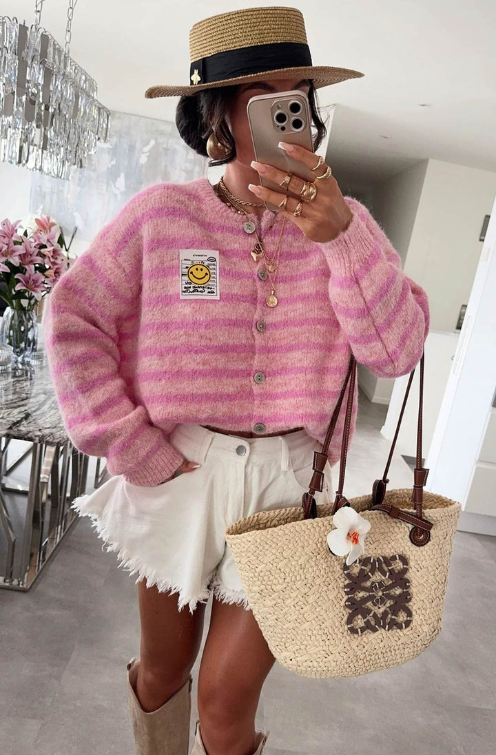Annabelle Striped Cardigan - Pink