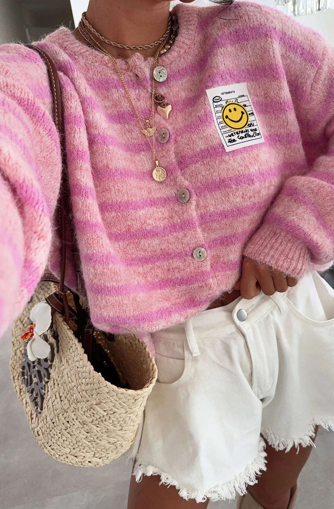 Annabelle Striped Cardigan - Pink