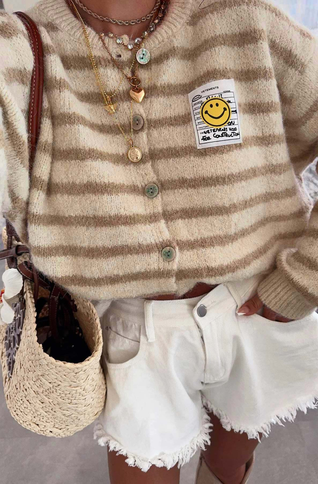 Annabelle Striped Cardigan - Stone