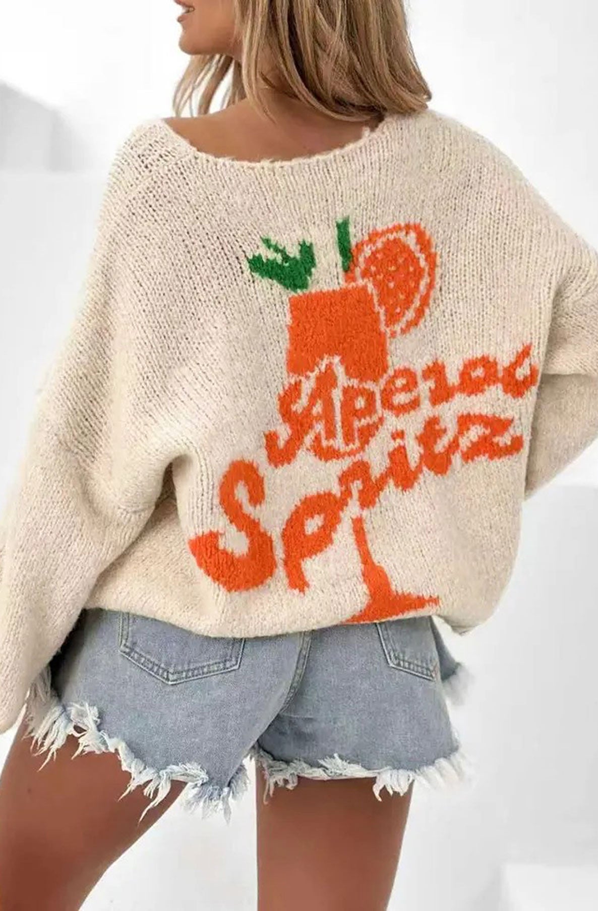 'Aperol Spritz' Knitted Cardigan-Cream