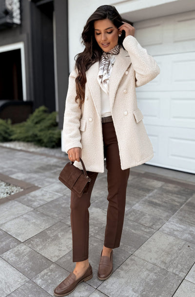 Arla Bouclé Blend Blazer Coat-Cream