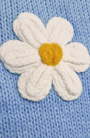 Autumn ‘Daisy’ Embroidered Knit Sweater Jumper-Blue
