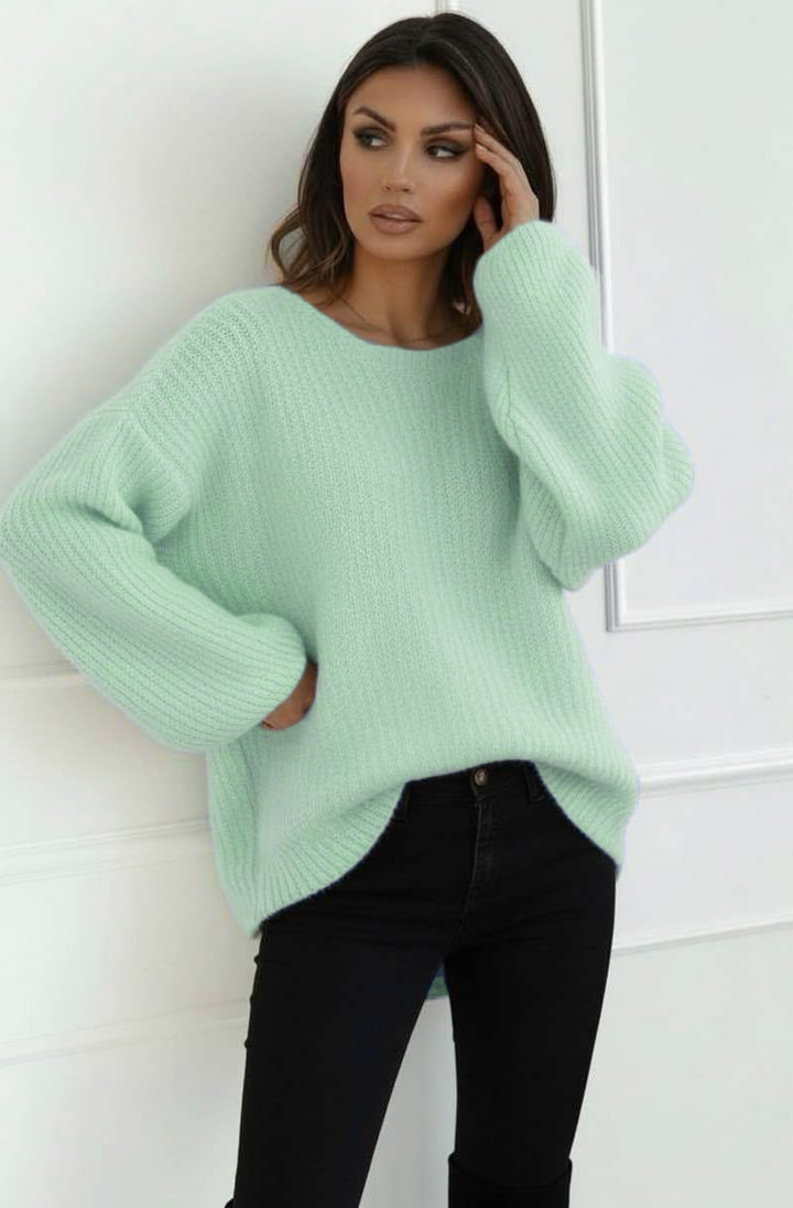 Azura Oversized Alpaca Ribbed Knitted Sweater Jumper - Mint