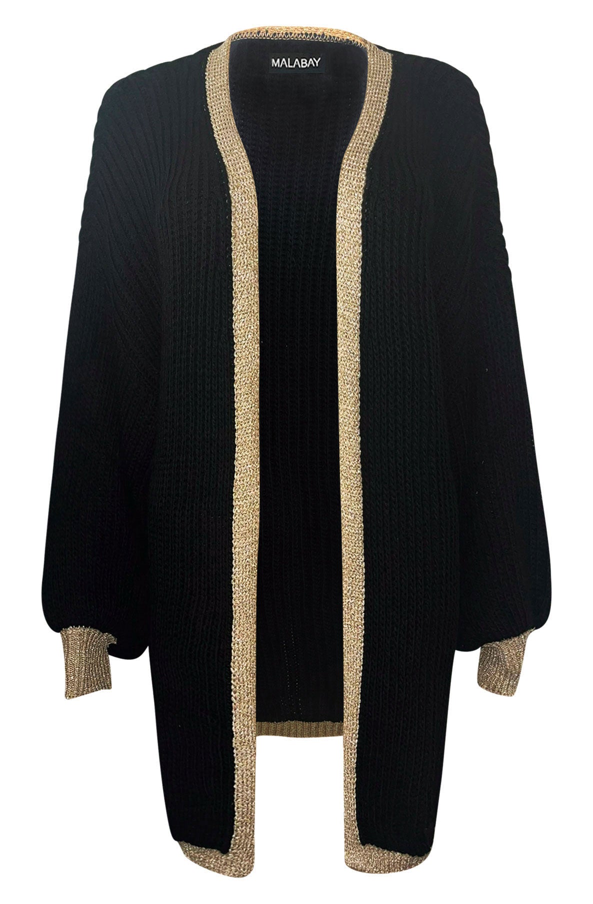 Becca Shimmer Knitted Longline Cardigan-Black