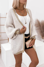 Becca Shimmer Knitted Longline Cardigan-Cream