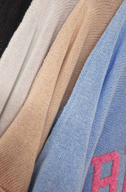 ‘BROOKLYN NY’ Oversized Lightweight Open-Knit Top-Stone