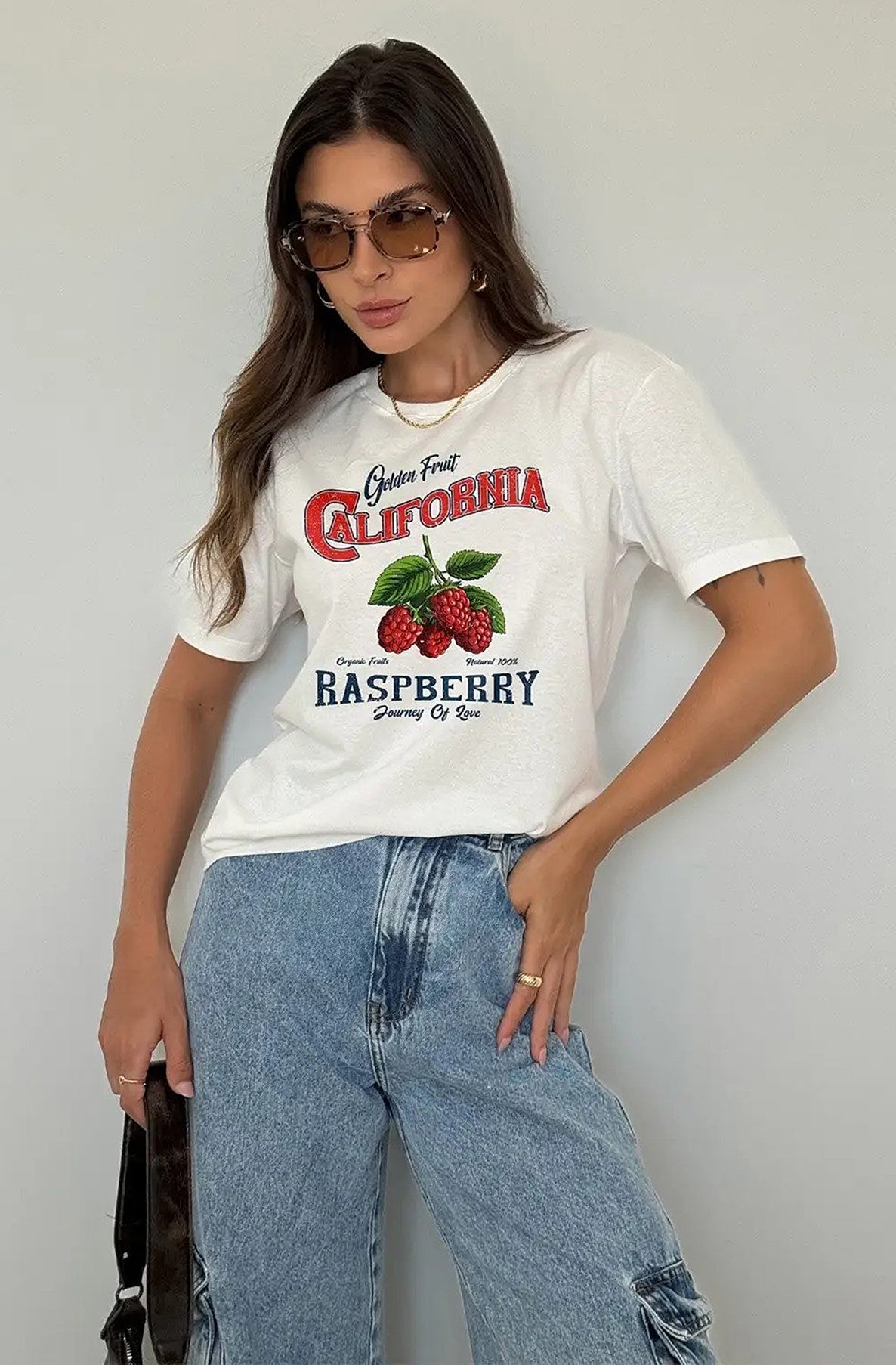 California 'Raspberry' Oversized Graphic Printed T.
