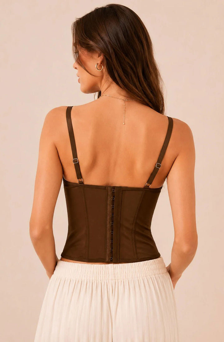 Cassia Eyelash Floral Lace Sheer Mesh Corset Cami Top