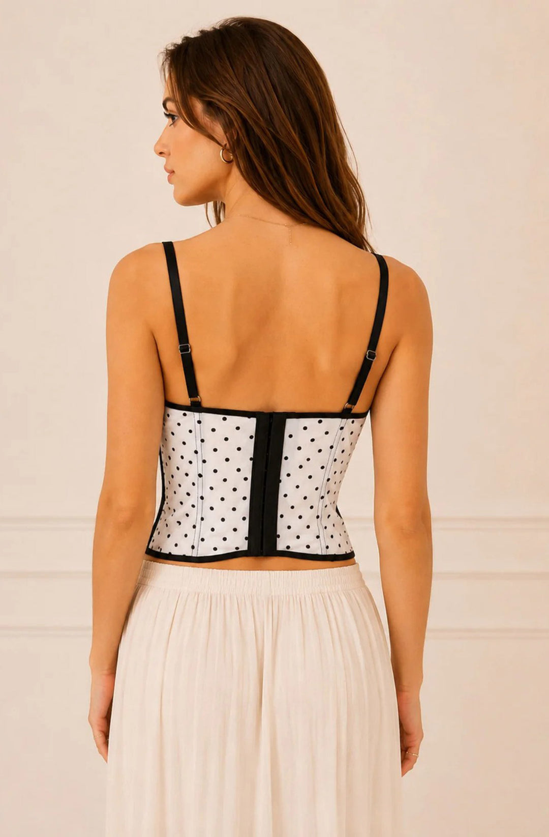 Cassia Lace Polka Dot Mesh Corset Cami Top