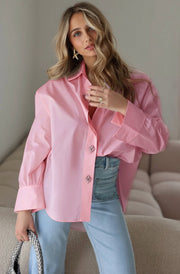Celeste Diamante Oversized Blouse Shirt Top-Pink