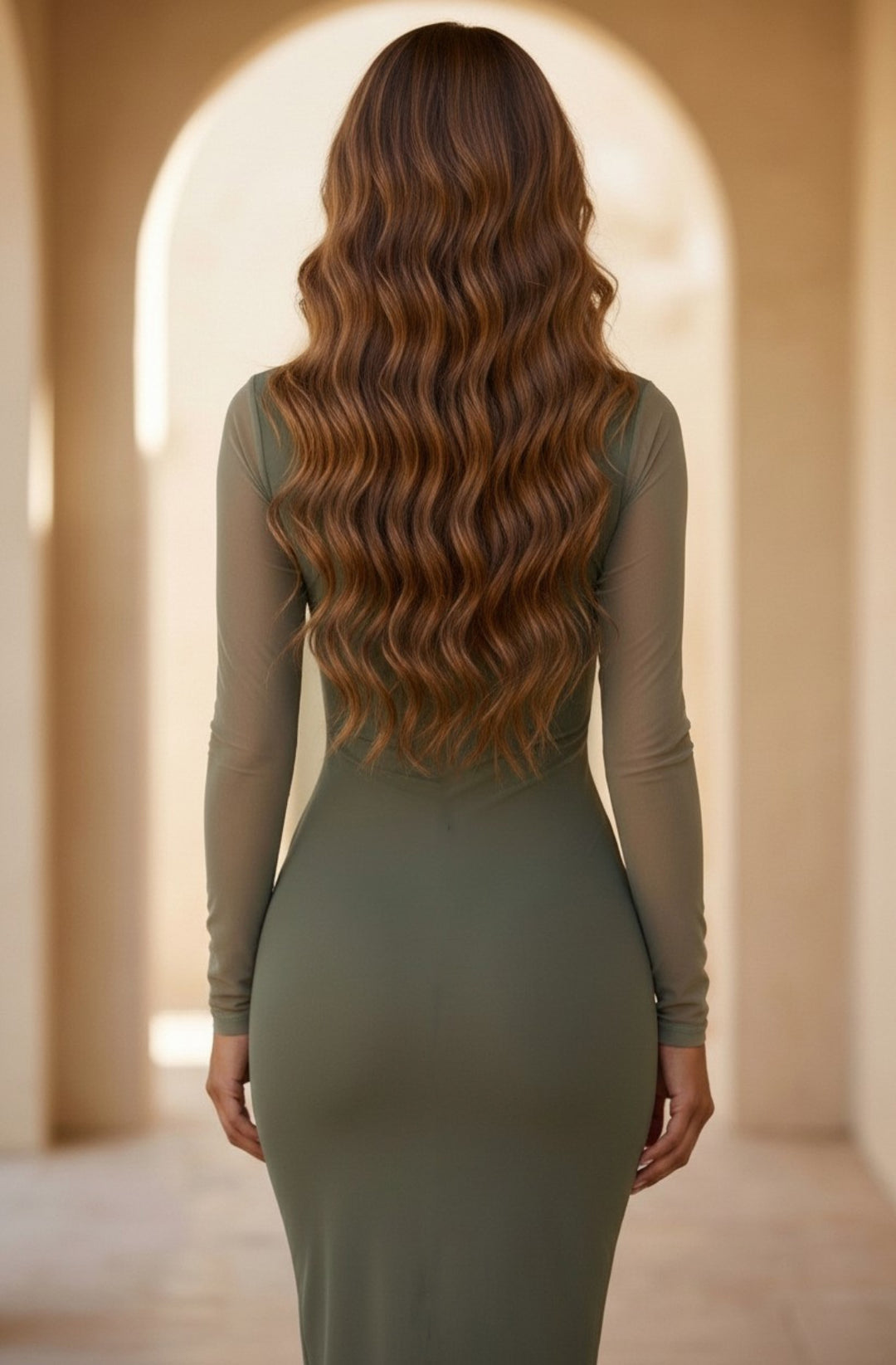 Chelsea Sculpt Sheer Mesh Ruched Sleeve Bodycon Maxi Dress