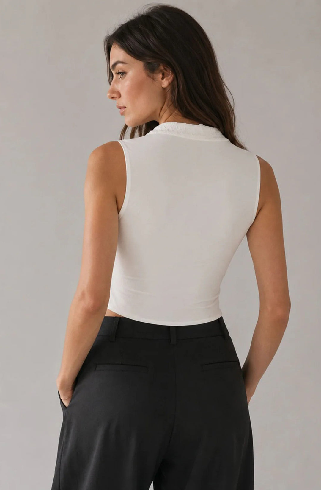 Colette Lace Collar Tie-Neck Corset Top