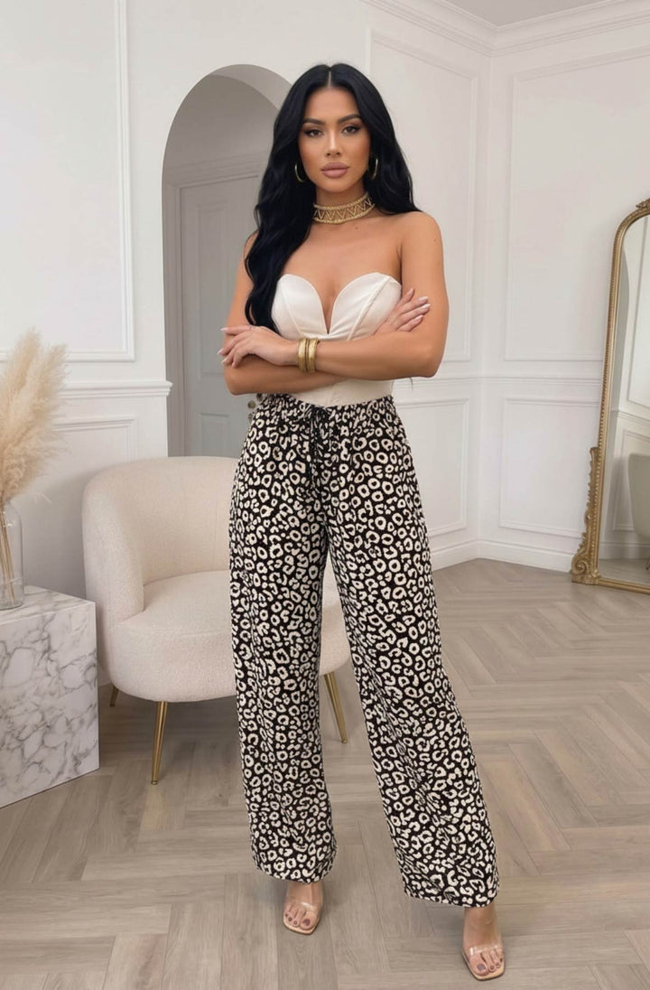 Cressida Printed Elasticated Waist Wide Leg Trousers