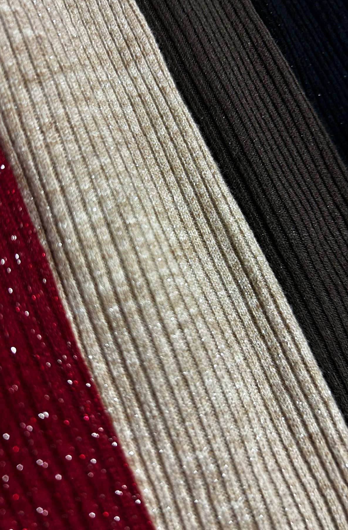 Dalia Shimmer Ribbed Light Knitted Sweater Jumper Top-Brown