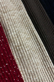 Dalia Shimmer Ribbed Light Knitted Sweater Jumper Top-Stone