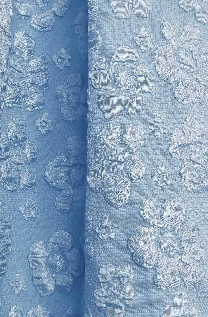 Delilah Floral Textured Tie-Belt Pocketed Midaxi Skirt-Blue