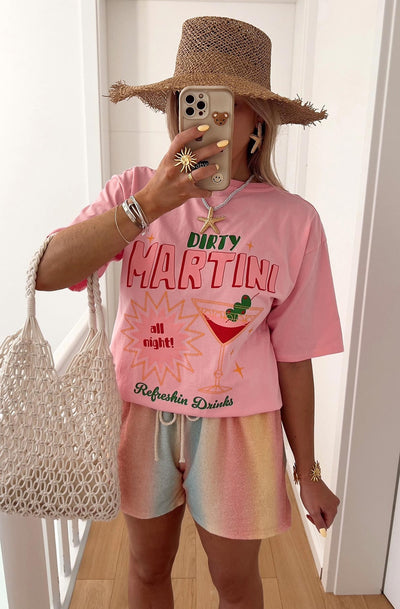 ‘Dirty Martini' Graphic Printed T. Shirt Top-Dusty Pink