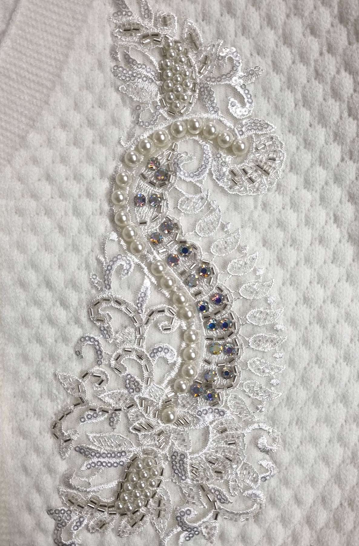 Dorothy Paisley Embellished Bubble Knit Cardigan-Ivory