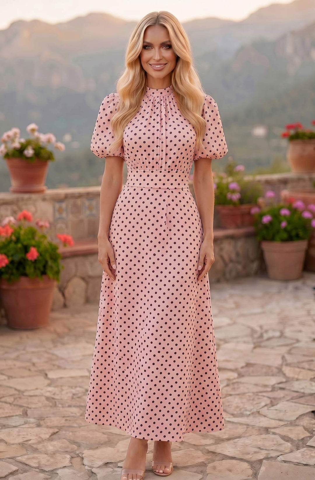 Amelia Polka Dot Midaxi Dress