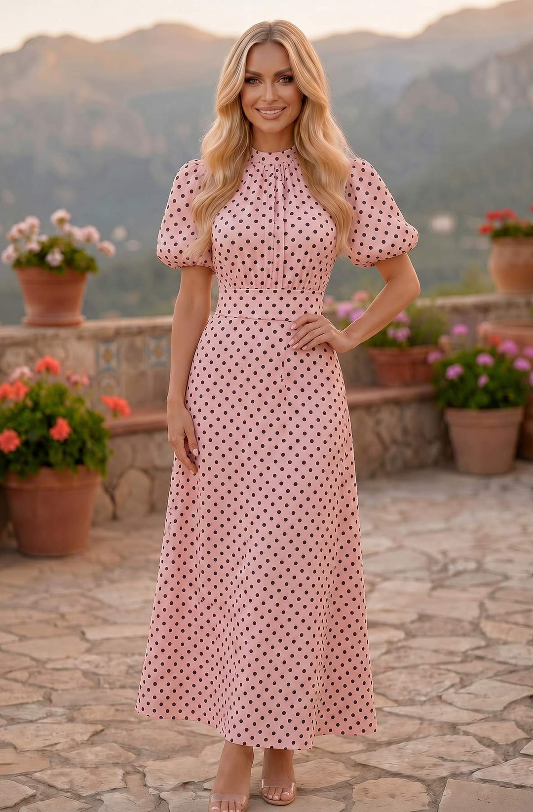 Amelia Polka Dot Midaxi Dress