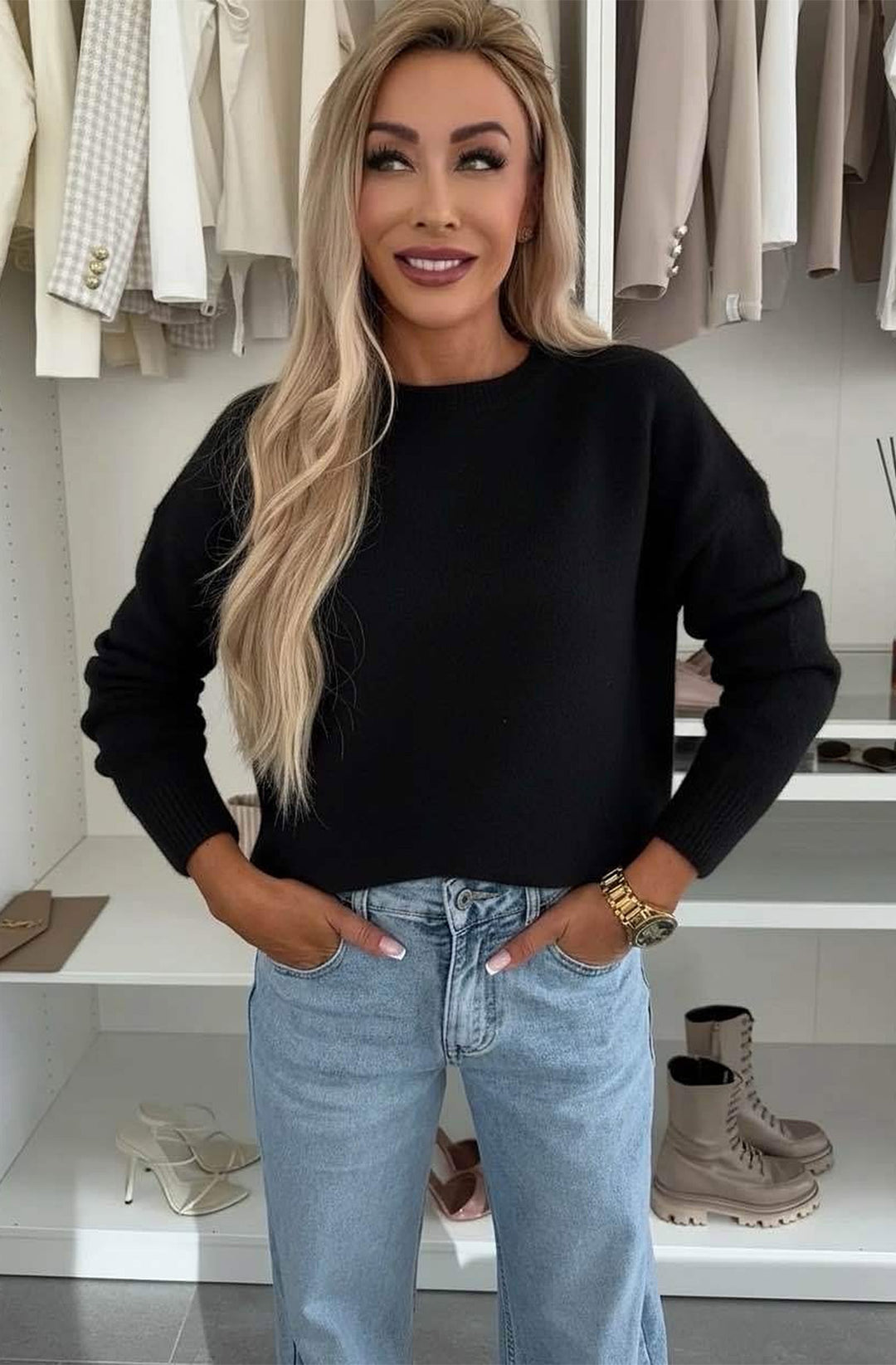 Elisha  Alpaca Lightweight Knitted Jumper Sweater - Pink