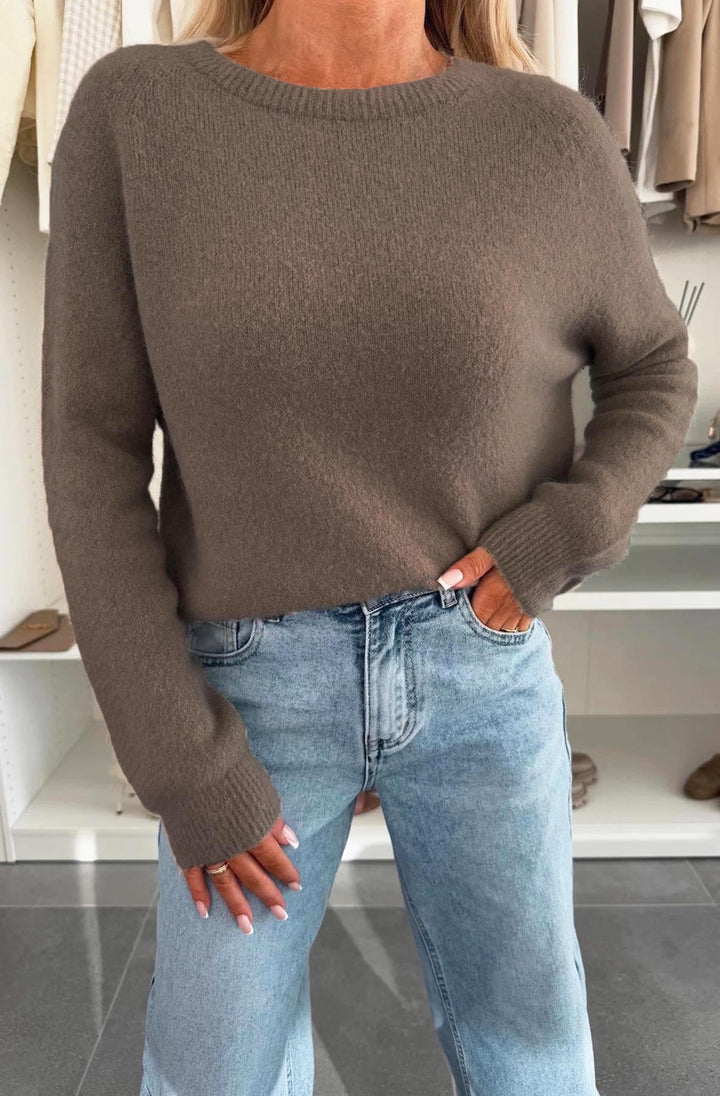 Elisha  Alpaca Lightweight Knitted Jumper Sweater - Mocha