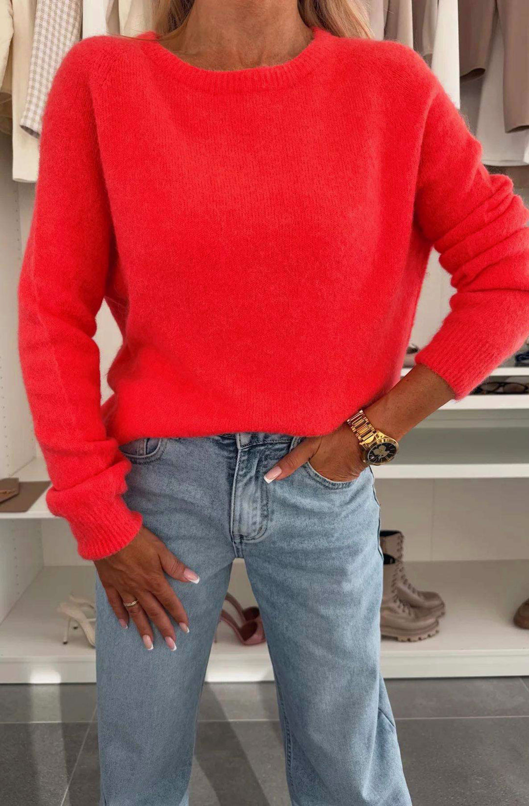 Elisha  Alpaca Lightweight Knitted Jumper Sweater - Orange