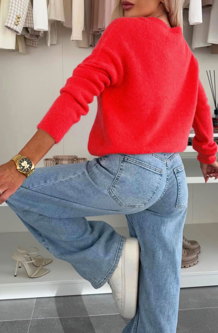 Elisha  Alpaca Lightweight Knitted Jumper Sweater - Orange