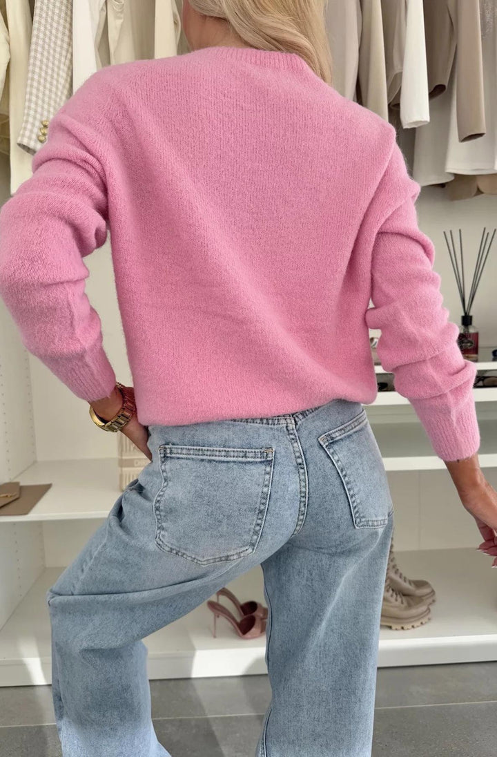 Elisha  Alpaca Lightweight Knitted Jumper Sweater - Pink