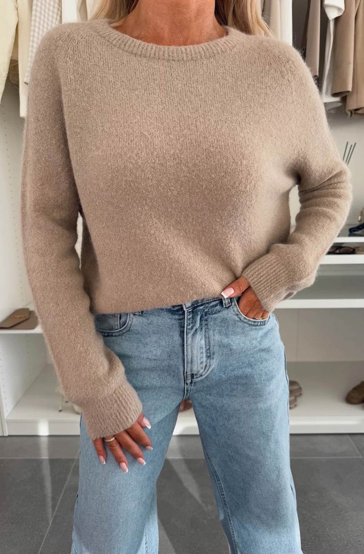 Elisha  Alpaca Lightweight Knitted Jumper Sweater - Stone