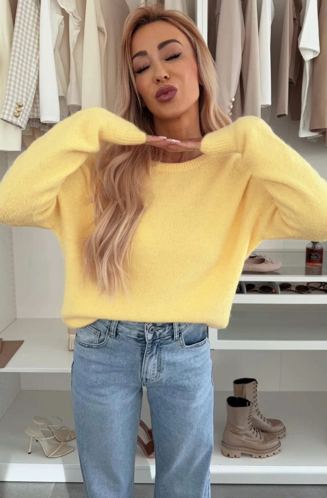 Elisha  Alpaca Lightweight Knitted Jumper Sweater - Yellow