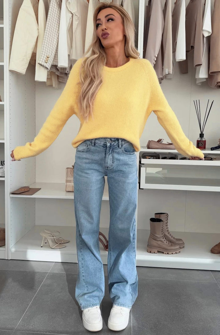 Elisha  Alpaca Lightweight Knitted Jumper Sweater - Yellow