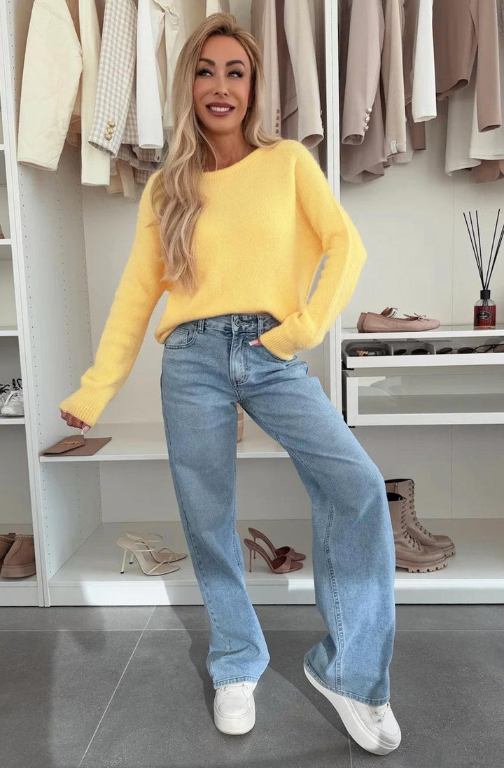 Elisha  Alpaca Lightweight Knitted Jumper Sweater - Yellow
