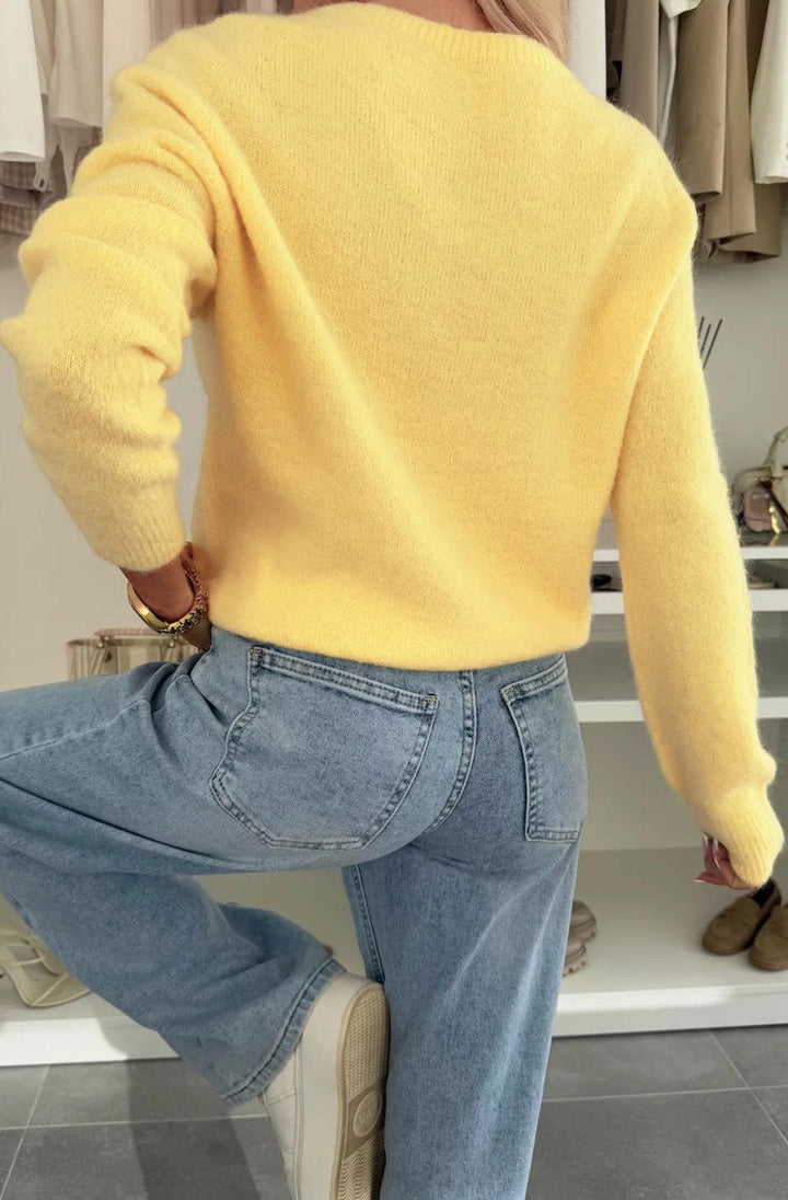 Elisha  Alpaca Lightweight Knitted Jumper Sweater - Yellow