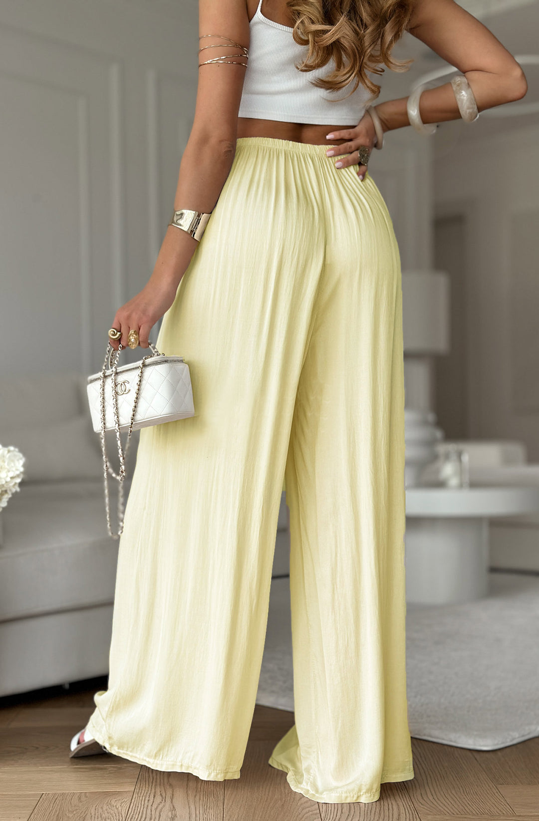 Esha Wide Leg Trousers-Yellow