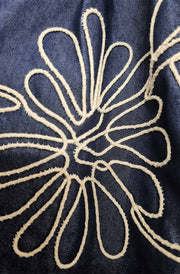 Glory Floral Embroidered Belted Pocket Shorts-Navy