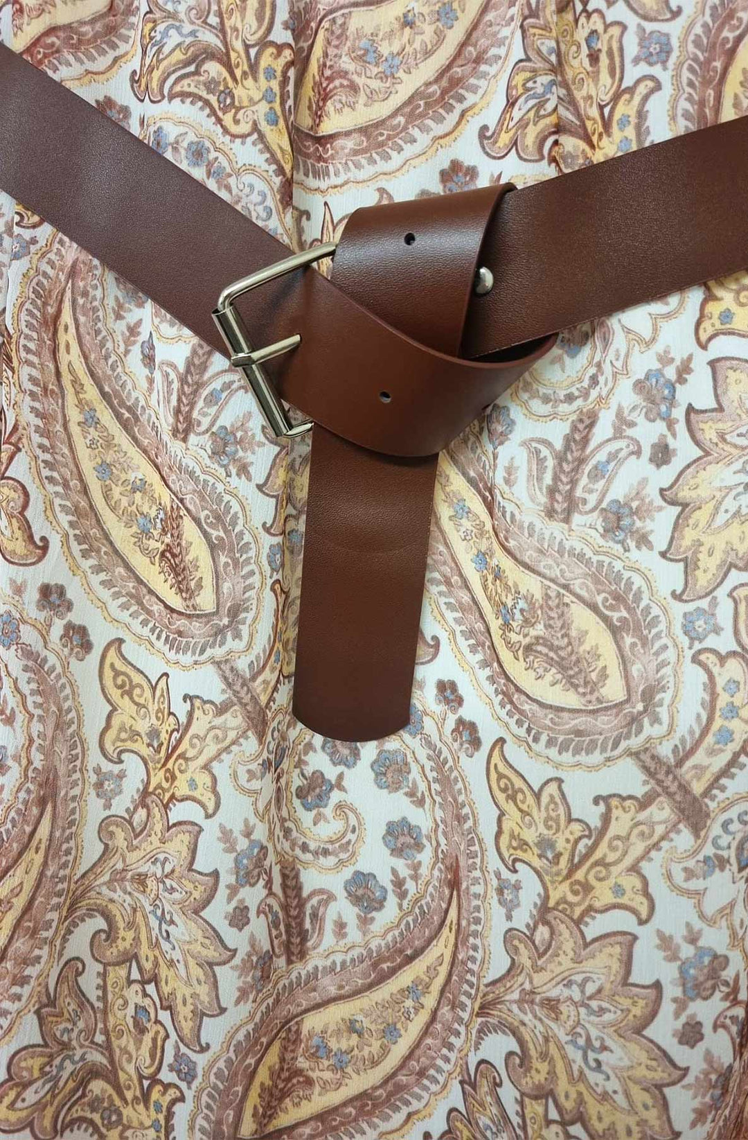 Harlene Paisley Elasticated Waist Midi Skirt - Brown