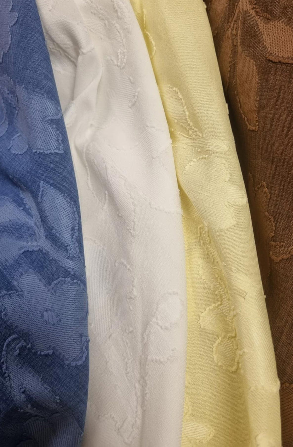 Judith Oversized Textured Floral Batwing Boat Neck Blouse Top - Blue