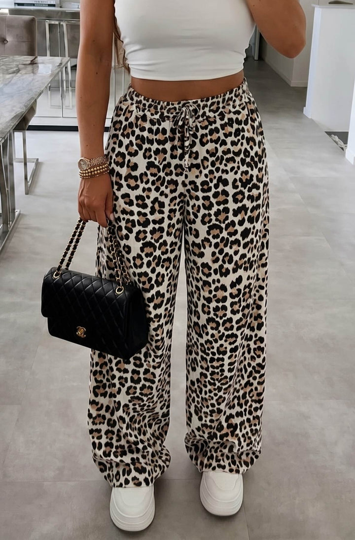 Julie Leopard Animal Cotton Gauze Style Pocket Trousers