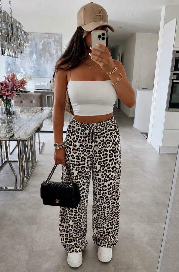 Julie Leopard Animal Cotton Gauze Style Pocket Trousers